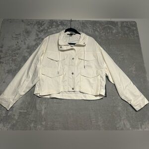 Forever 21 Canvas Button Up Jacket Women’s Large Cream Beige